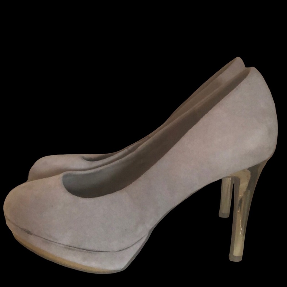 Taupe suede‎ Marco Tozzi gold platform heels women’s size 8